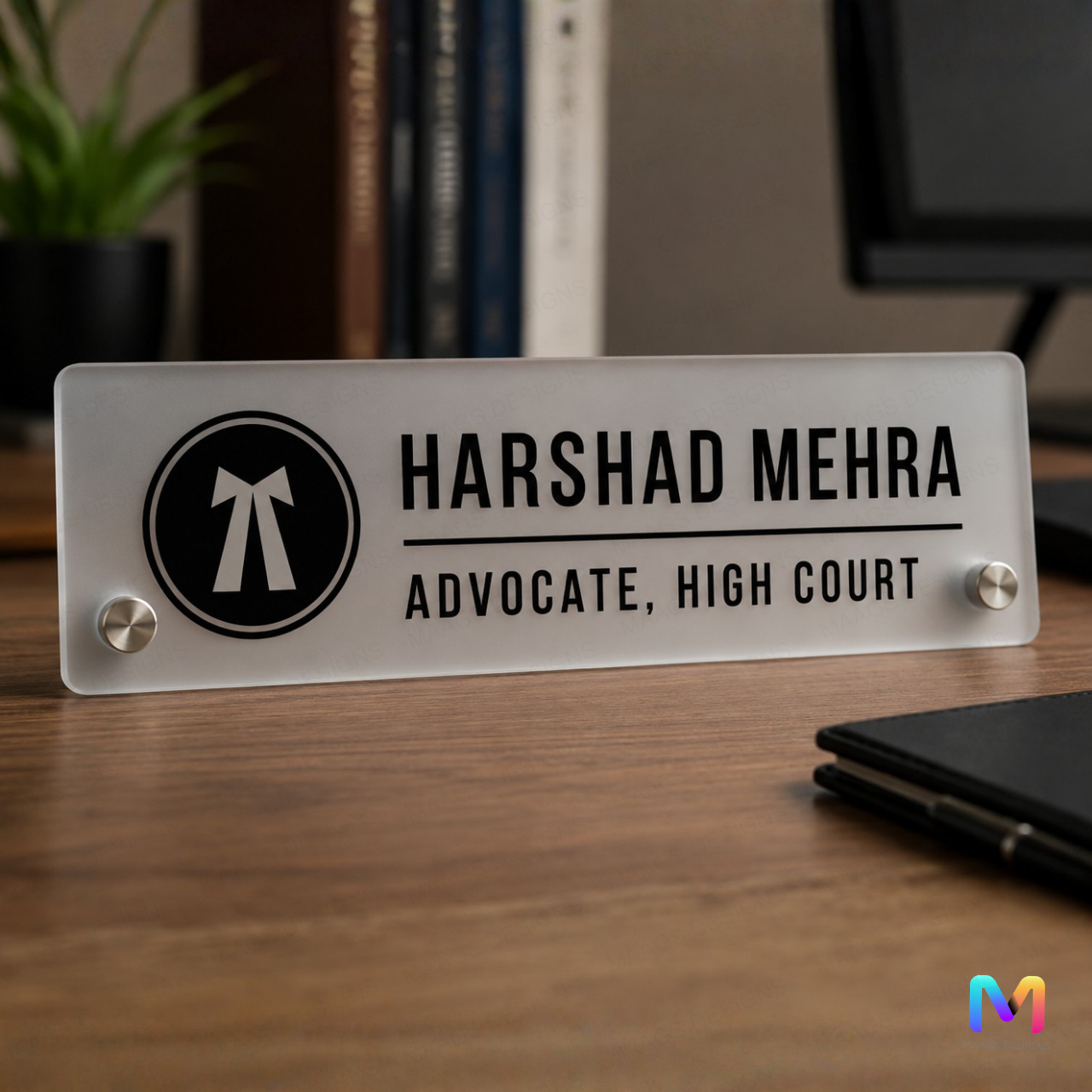 Prism Desk Name Plate for Advocates, Advocates Acrylic Desk Name Plate