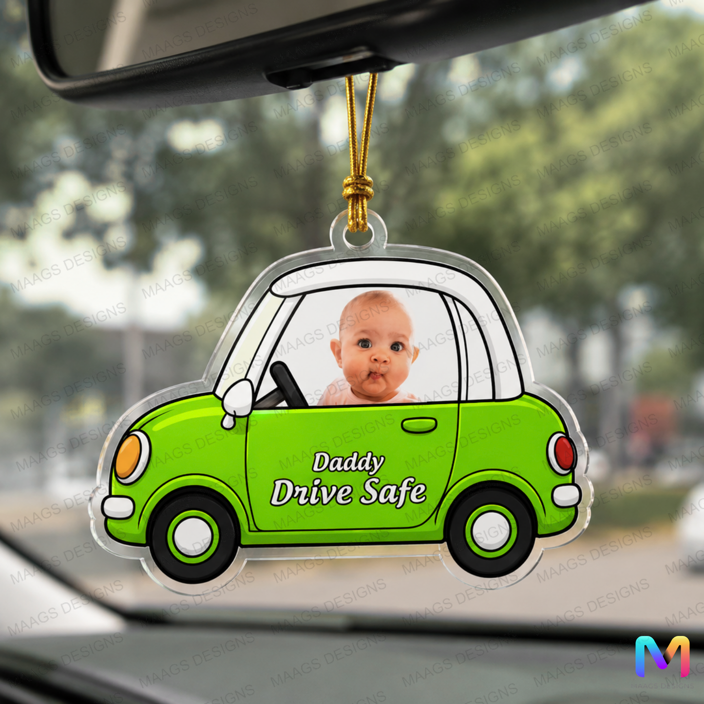 Personalized Acrylic Photo Car Hanging Baby Safe | Gifts for Him & Her