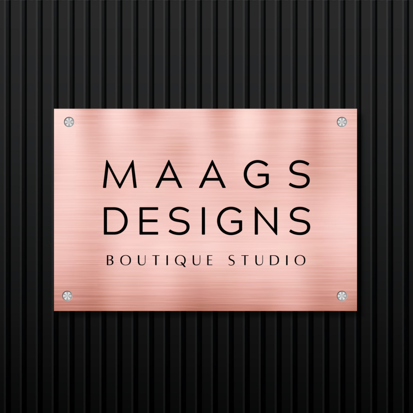 Stainless Rose Gold Name Plate for Shop, Rose Gold Stainless Steel Plate