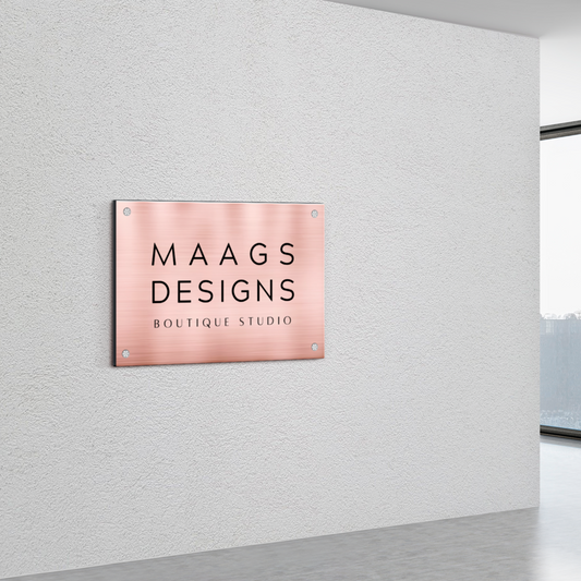 Stainless Rose Gold Name Plate for Shop, Rose Gold Stainless Steel Plate