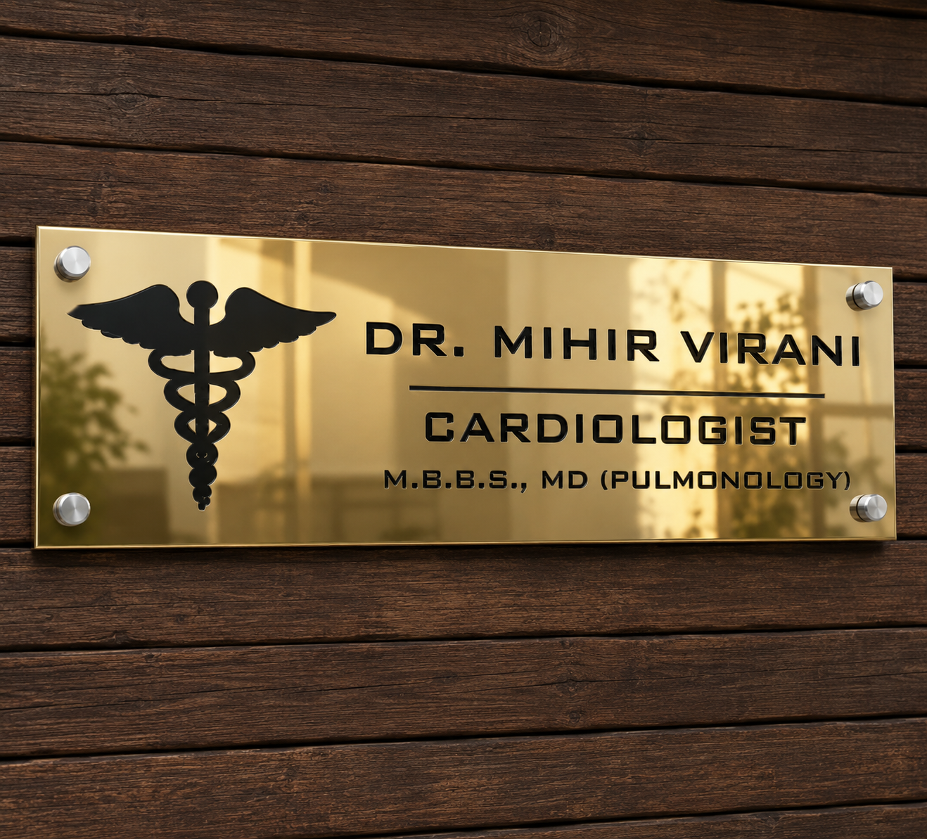 Doctor Designation Name Plate for Office (Metal) | Custom Name Plate for Home and Office Stainless Steel: Mirror Gold