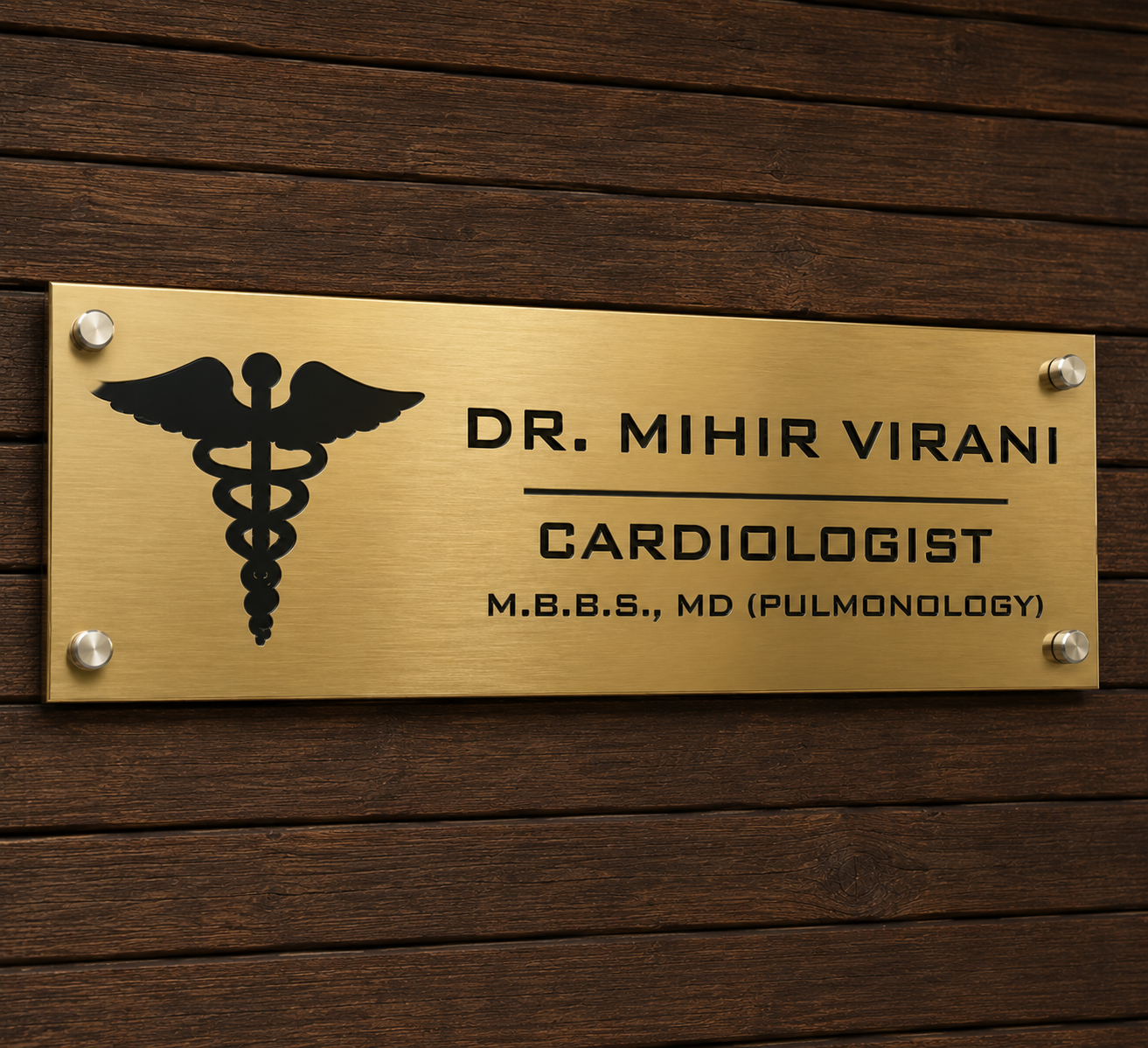 Doctor Designation Name Plate for Office (Metal) | Custom Name Plate for Home and Office Stainless Steel: Matte Gold