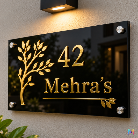 Arbor Luxe Golden Raised Name Plate in Acrylic