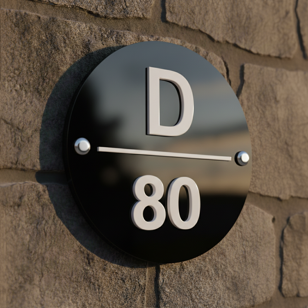 Luxe - House Number Plate (Acrylic) Acrylic: White in Black