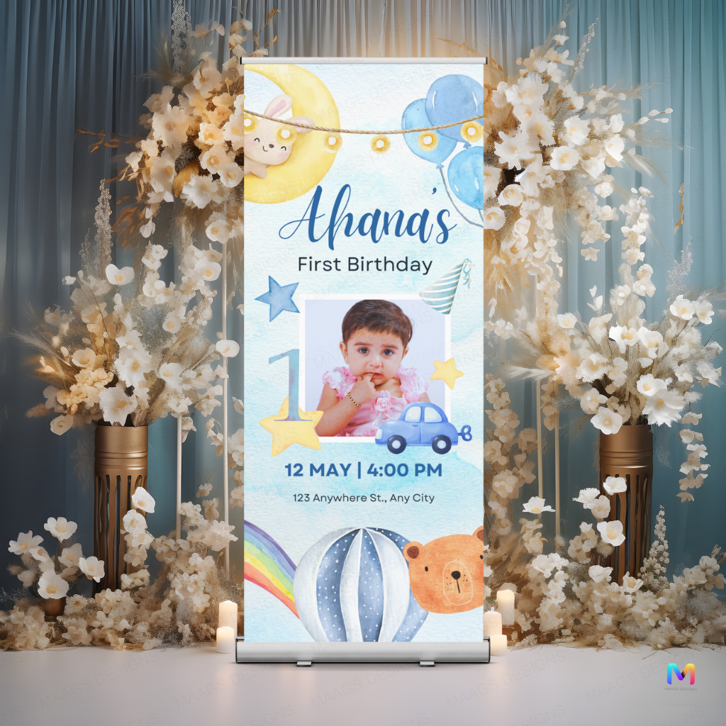 Birthday Banner Standee (with Stand) - Design #610 | Celebration Banner, Event Banner, Party Banner