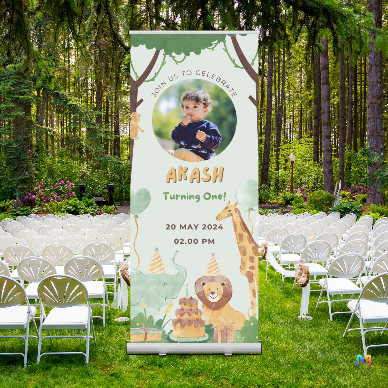 Birthday Banner Standee - Design #B01 (with Stand Included) | Celebration Banner, Event Banner, Party Banner