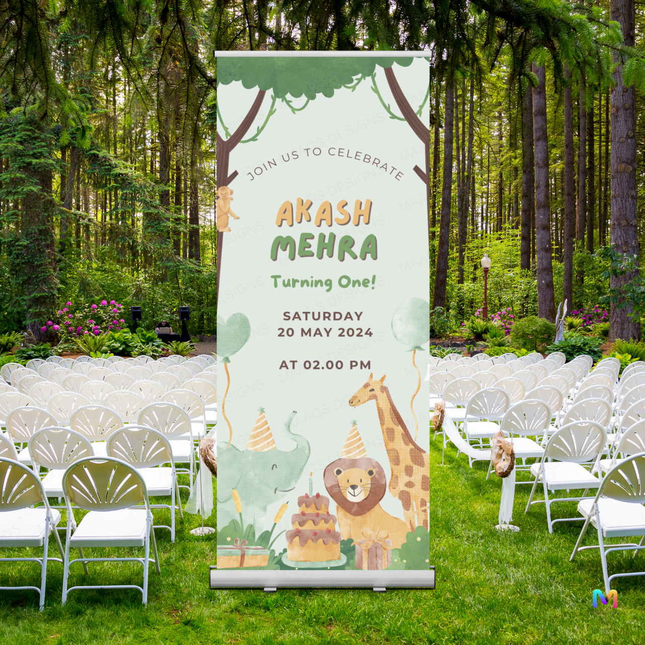 Birthday Banner Standee - Design #B01 (with Stand Included) | Celebration Banner, Event Banner, Party Banner