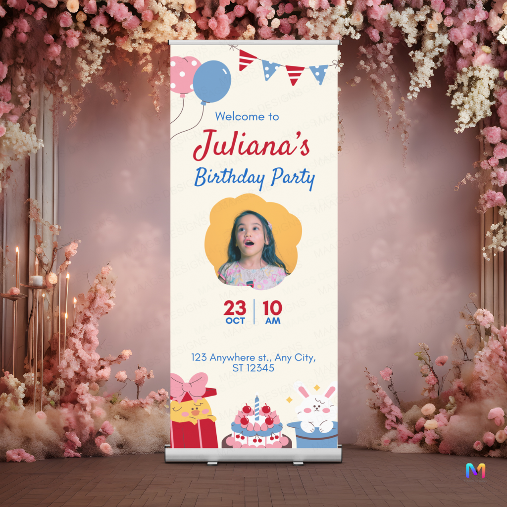 Birthday Banner Standee (with Stand) - Design #52 | Celebration Banner, Event Banner, Party Banner