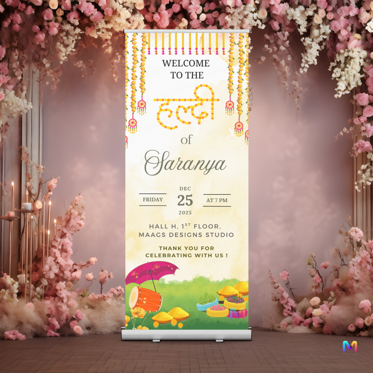 Haldi Banner Standee (with Stand) - Design #H02 | Haldi Standee