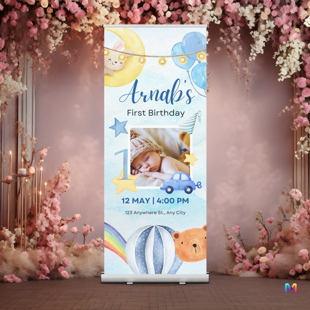 Birthday Banner Standee (with Stand) - Design #610 | Celebration Banner, Event Banner, Party Banner