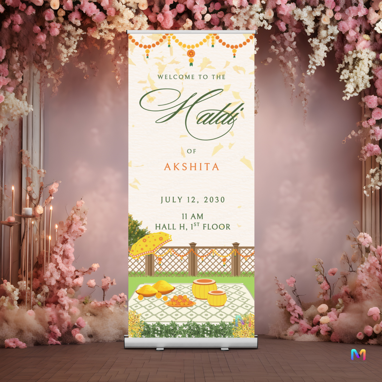 Haldi Banner Standee (with Stand) - Design #H05, Haldi Ceremony Banner
