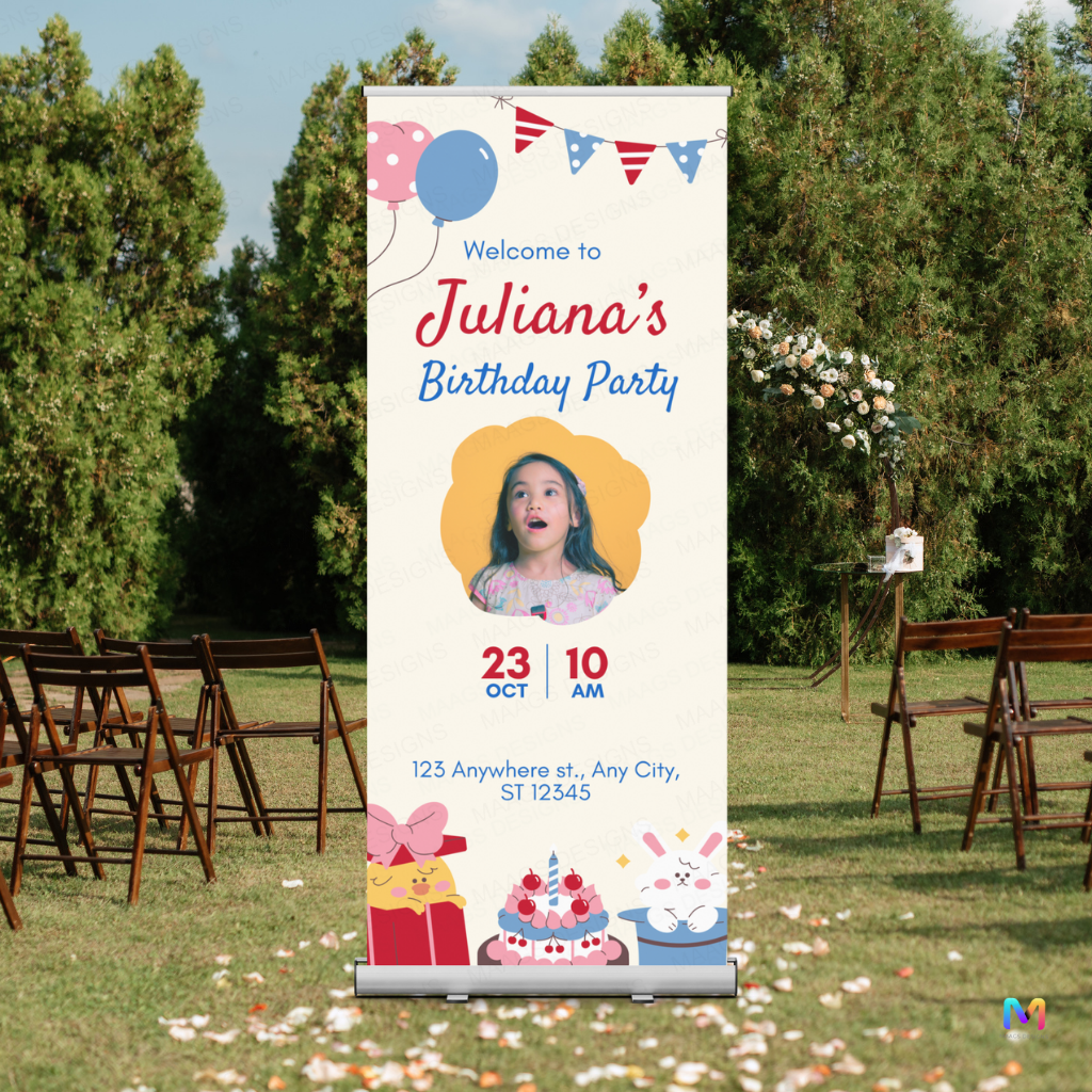 Birthday Banner Standee (with Stand) - Design #52 | Celebration Banner, Event Banner, Party Banner