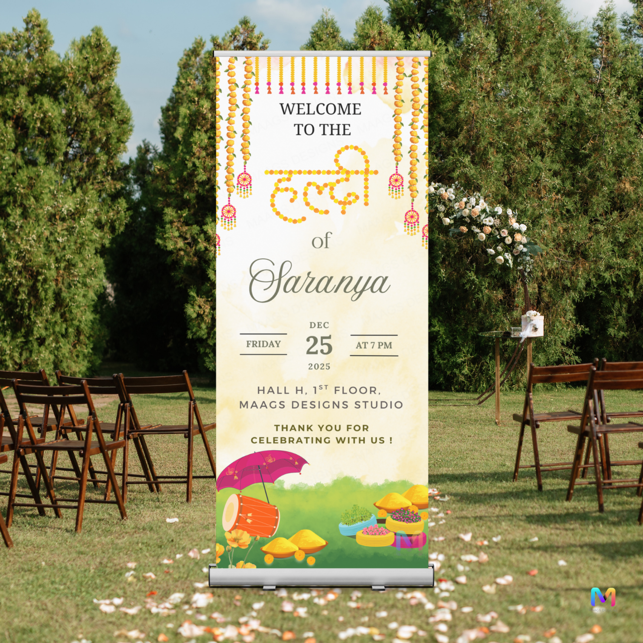 Haldi Banner Standee (with Stand) - Design #H02 | Haldi Standee