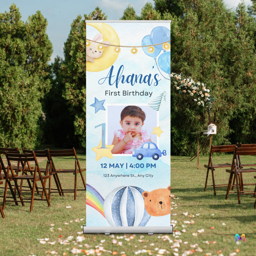 Birthday Banner Standee (with Stand) - Design #610 | Celebration Banner, Event Banner, Party Banner