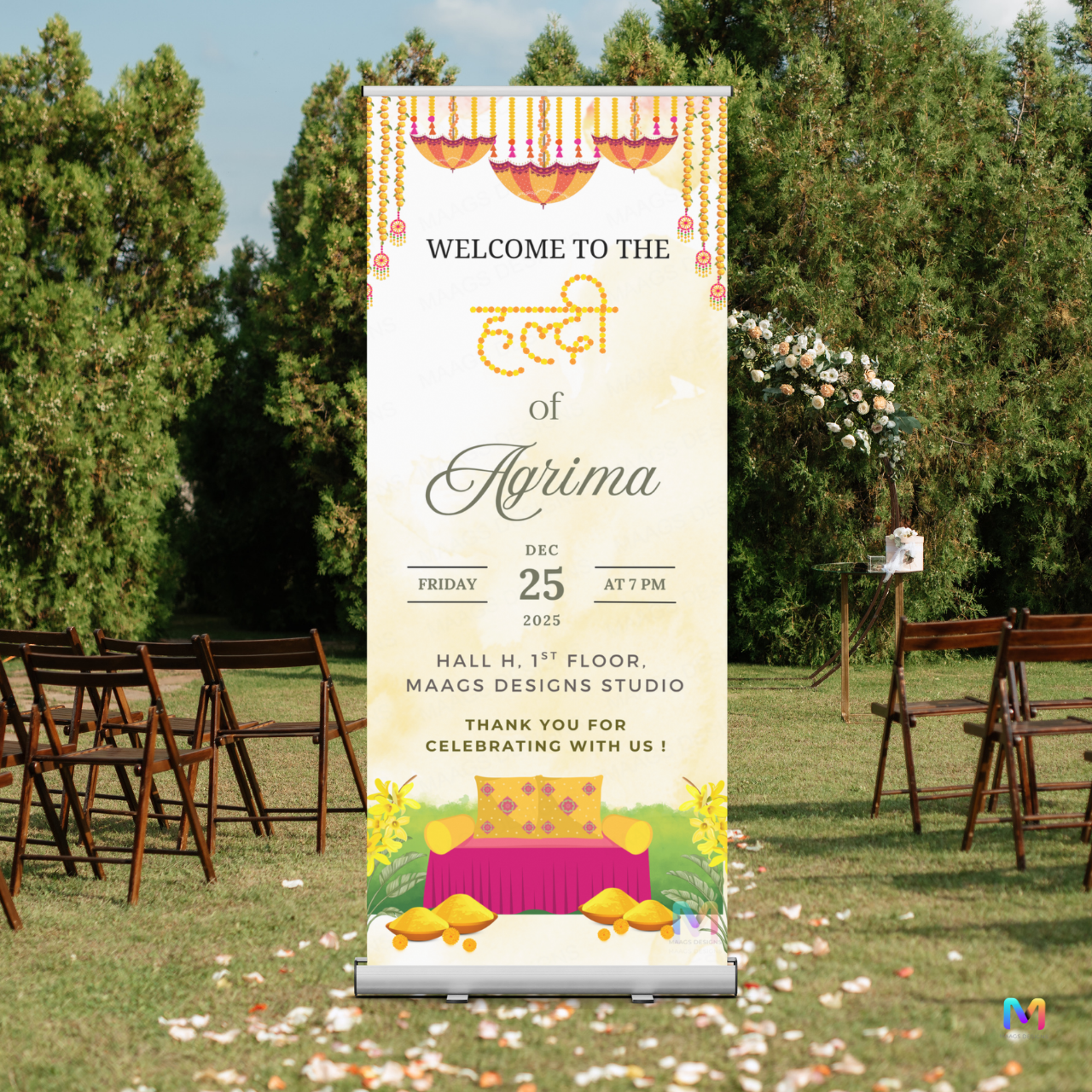 Haldi Banner Standee (with Stand) - Design #H03 | Haldi Ceremony Banner