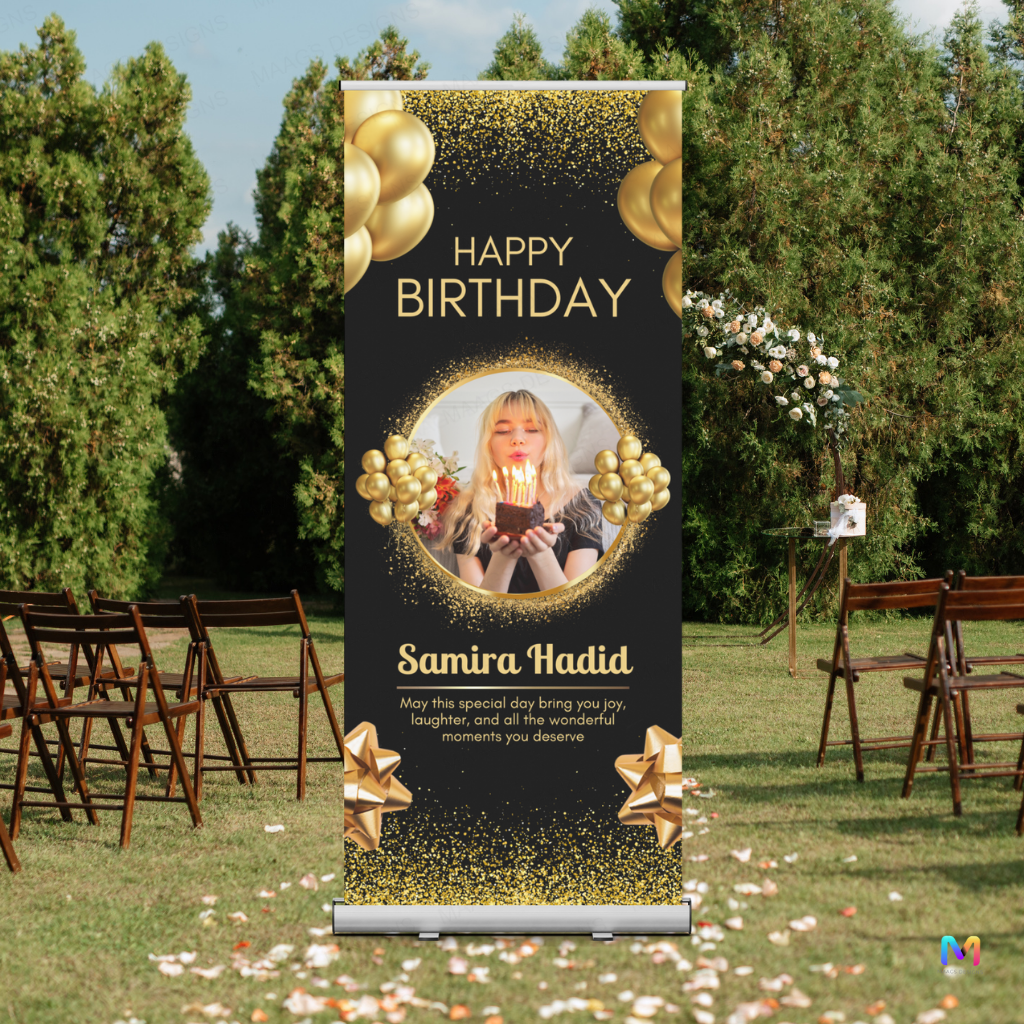 Birthday Banner Standee (with Stand) - Design #54 | Celebration Banner, Event Banner, Party Banner