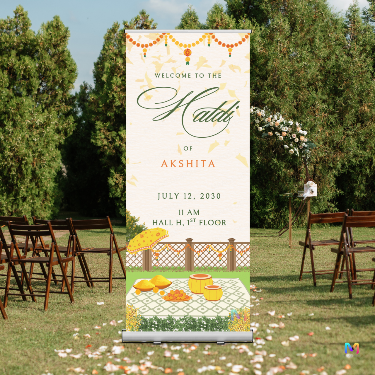 Haldi Banner Standee (with Stand) - Design #H05, Haldi Ceremony Banner