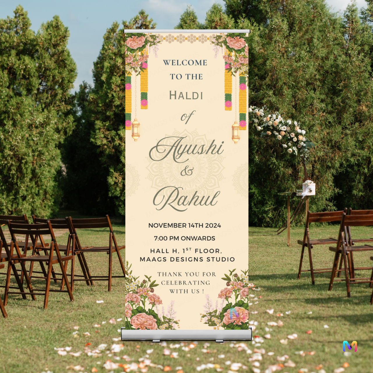 Haldi Banner Standee (with Stand) - Design #H06 | Haldi Ceremony Banner