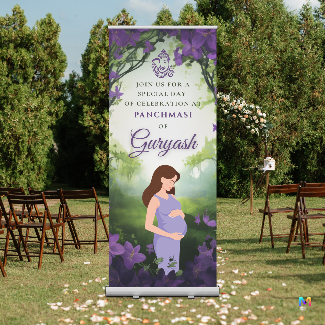 Baby Shower Banner Standee - Design #PM04, Panchmasi Banner (Banner comes with Stand Included)