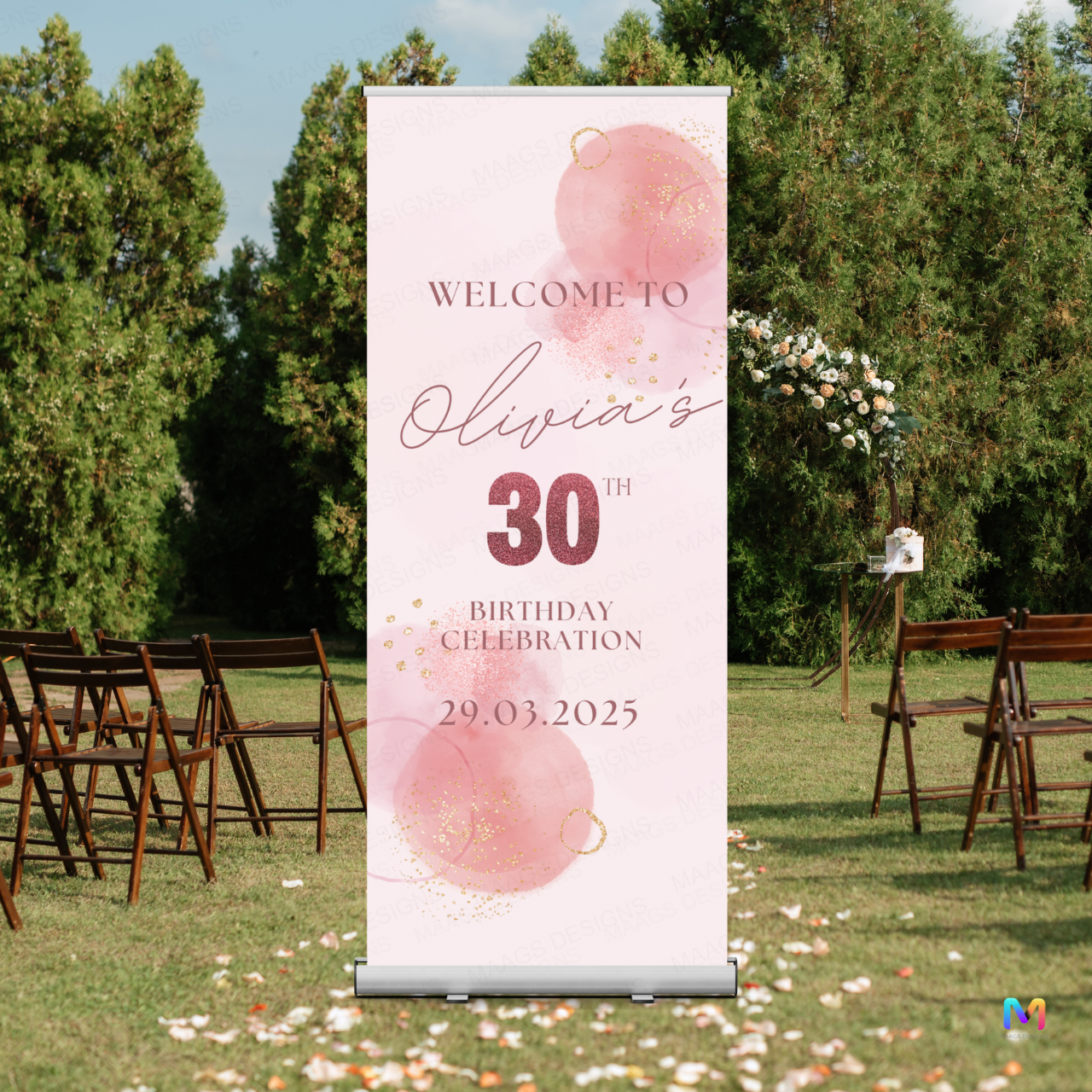 Birthday Banner Standee (with Stand) - Design #30 | Celebration Banner, Event Banner, Party Banner
