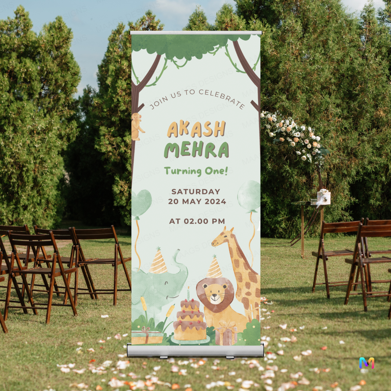 Birthday Banner Standee - Design #B01 (with Stand Included) | Celebration Banner, Event Banner, Party Banner