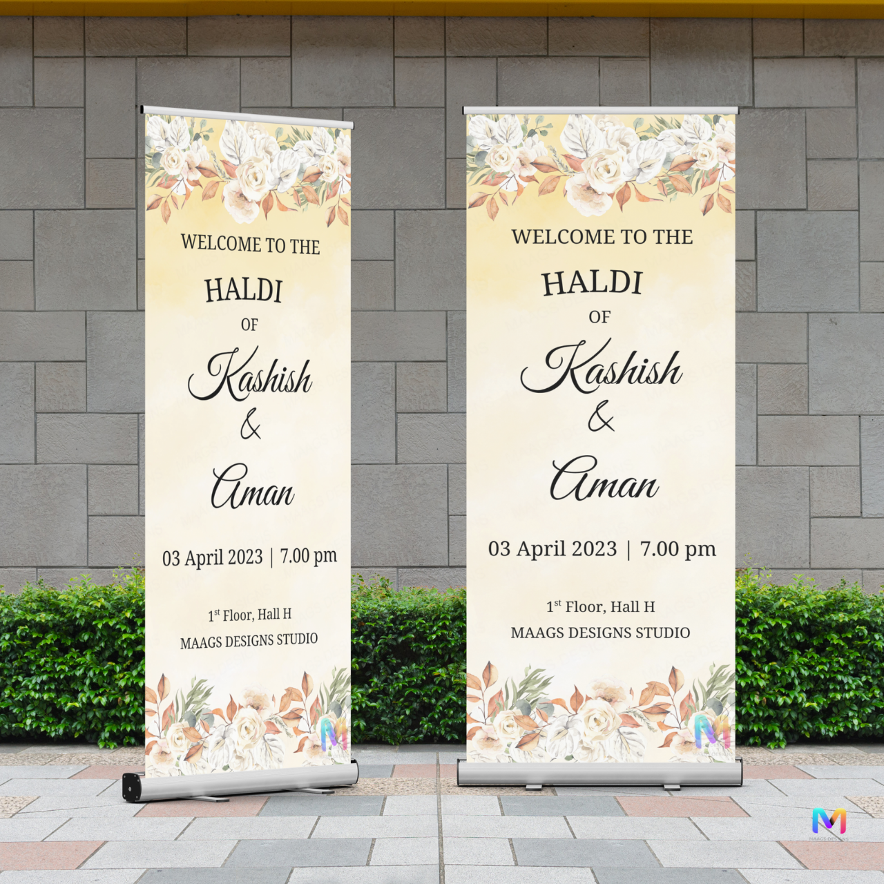 Haldi Banner Standee (with Stand) - Design #H04, Haldi Ceremony Banner