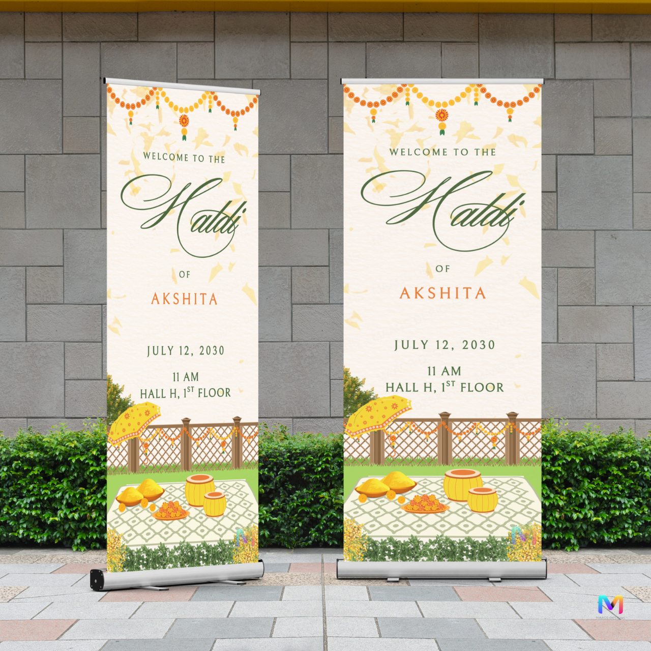 Haldi Banner Standee (with Stand) - Design #H05, Haldi Ceremony Banner