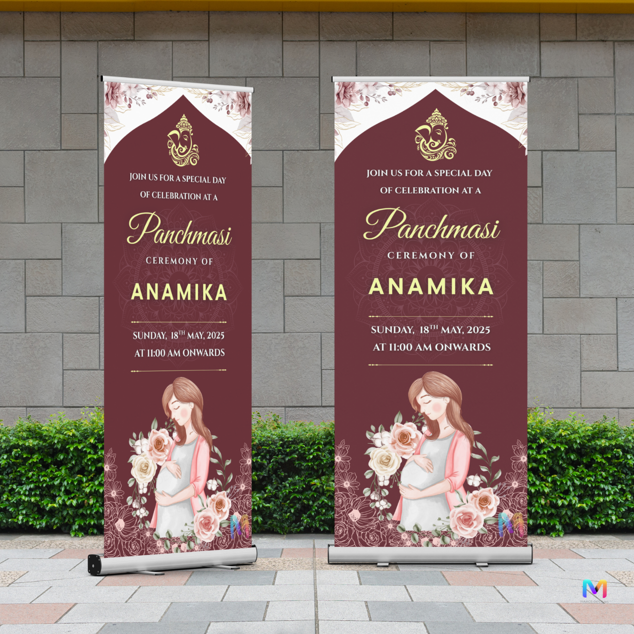 Baby Shower Banner Standee - Design #PM03, Panchmasi Banner (Banner comes with Stand Included)