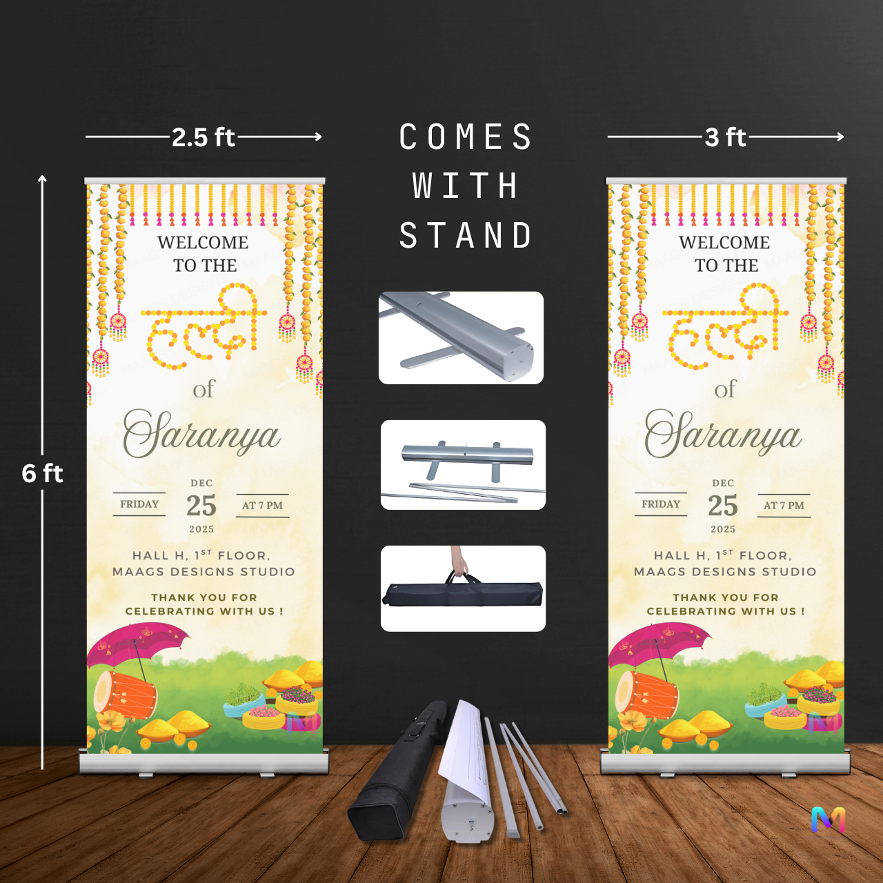 Haldi Banner Standee (with Stand) - Design #H02 | Haldi Standee
