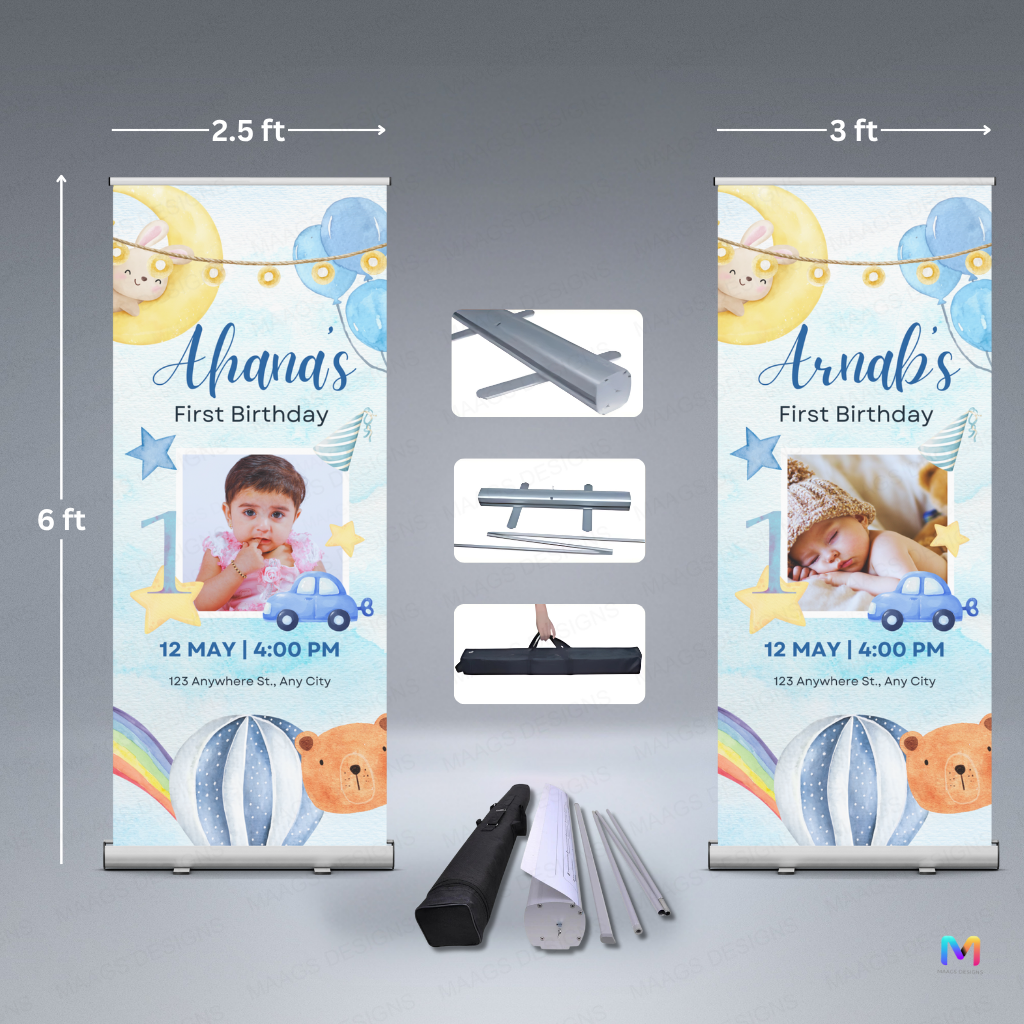 Birthday Banner Standee (with Stand) - Design #610 | Celebration Banner, Event Banner, Party Banner