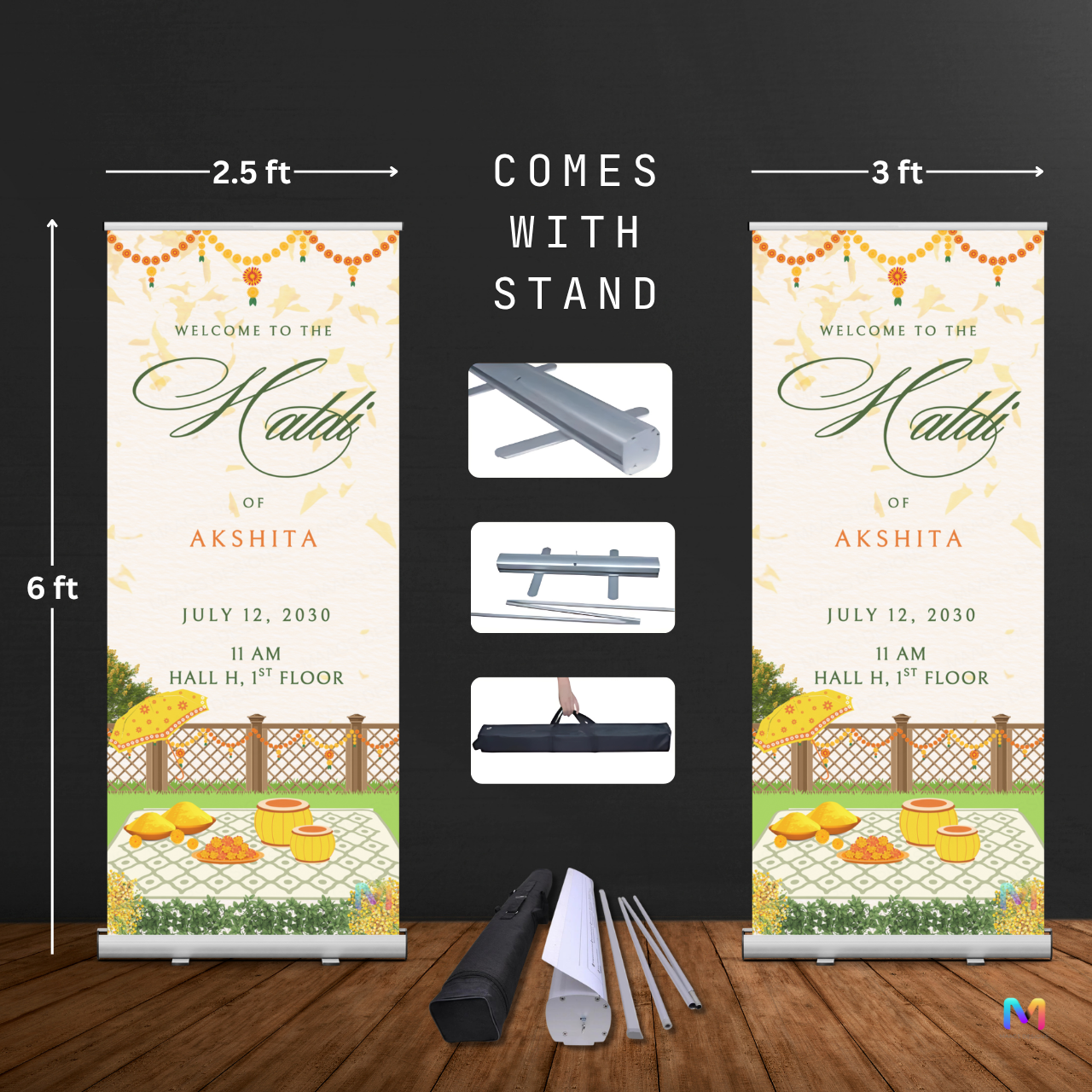 Haldi Banner Standee (with Stand) - Design #H05, Haldi Ceremony Banner