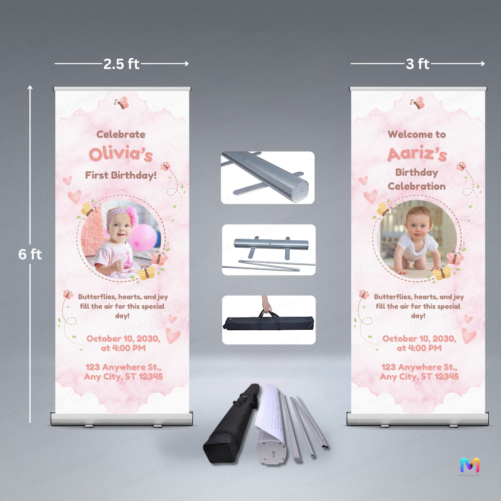 Birthday Banner Standee (with Stand) - Design #60 | Celebration Banner, Event Banner, Party Banner
