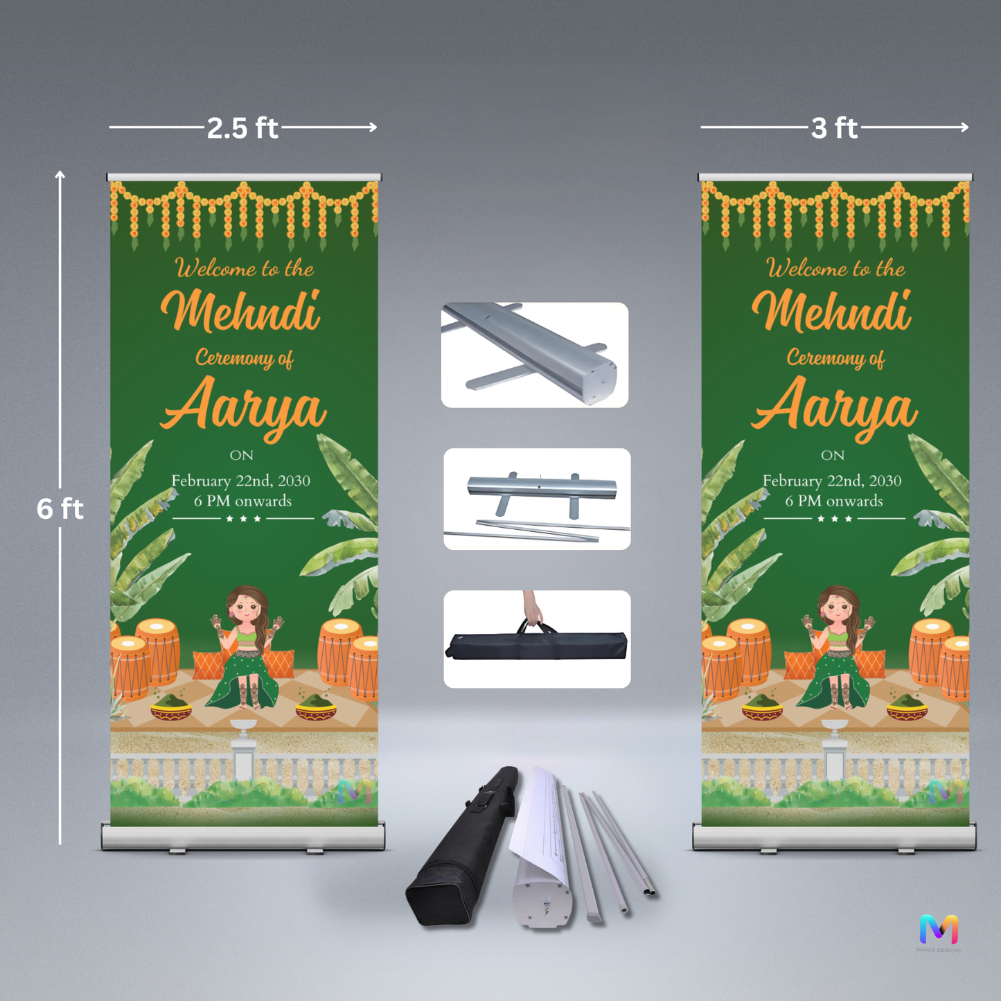 Mehendi Banner Standee - #MH04, Mehendi Ceremony Banner Stand, Mehendi Standee