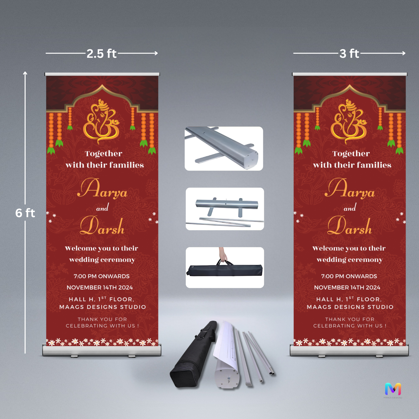 Wedding Banner Standee Ganesh Ji Blessing (with Stand) - Design #56 | Wedding Banner, Celebration Banner, Event Banner, Party Banner