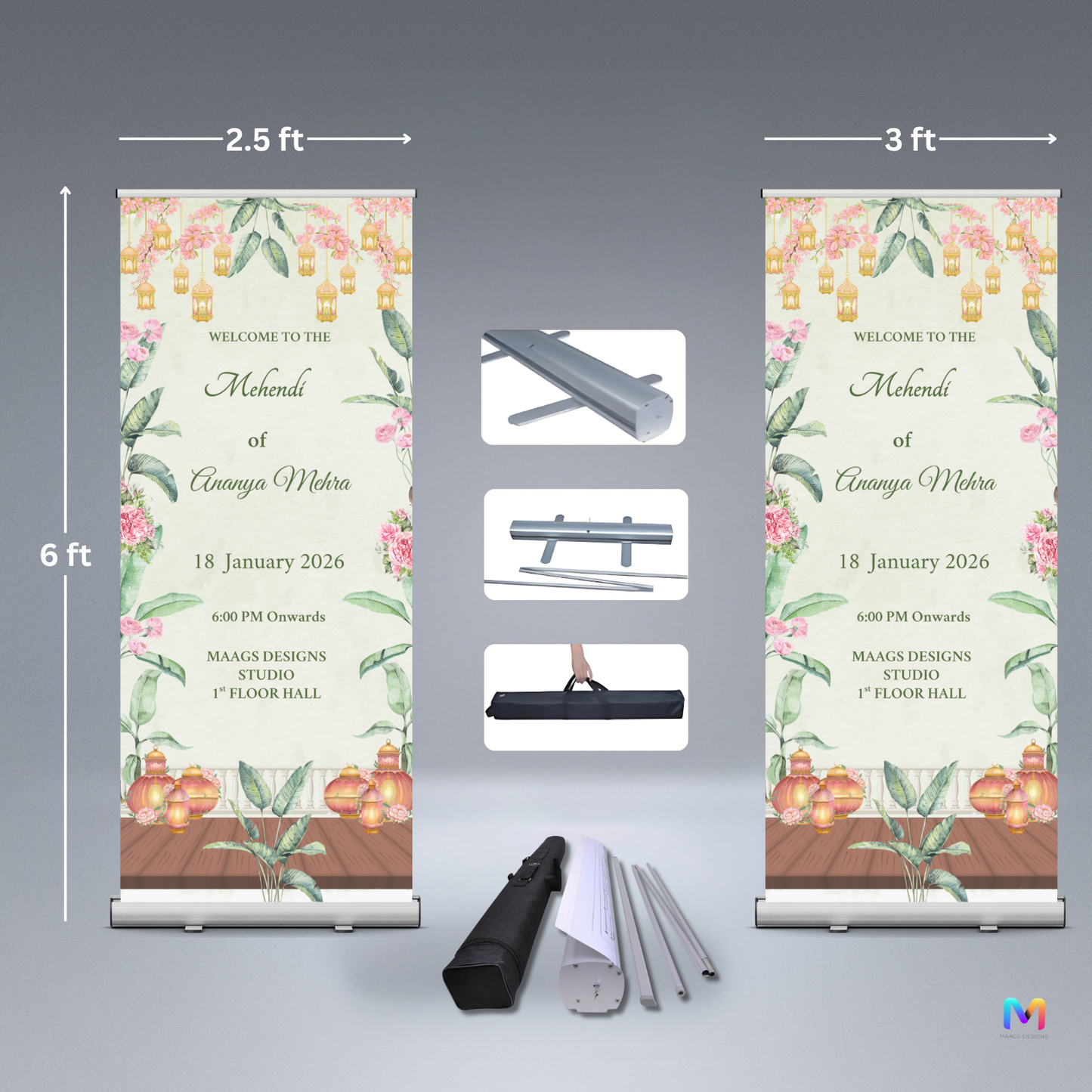 Mehendi Banner Standee - #MH03, Mehendi Ceremony Banner Stand, Mehendi Standee