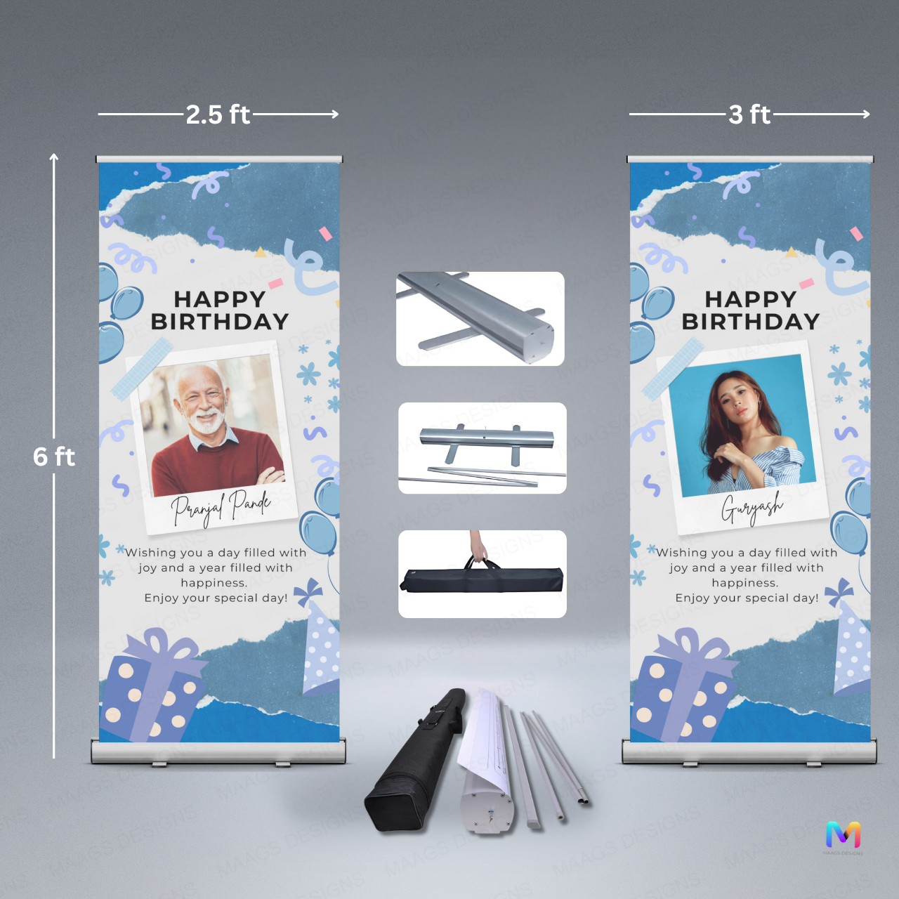 Birthday Banner Standee - Design #75 (with Stand) | Celebration Banner, Event Banner, Party Banner