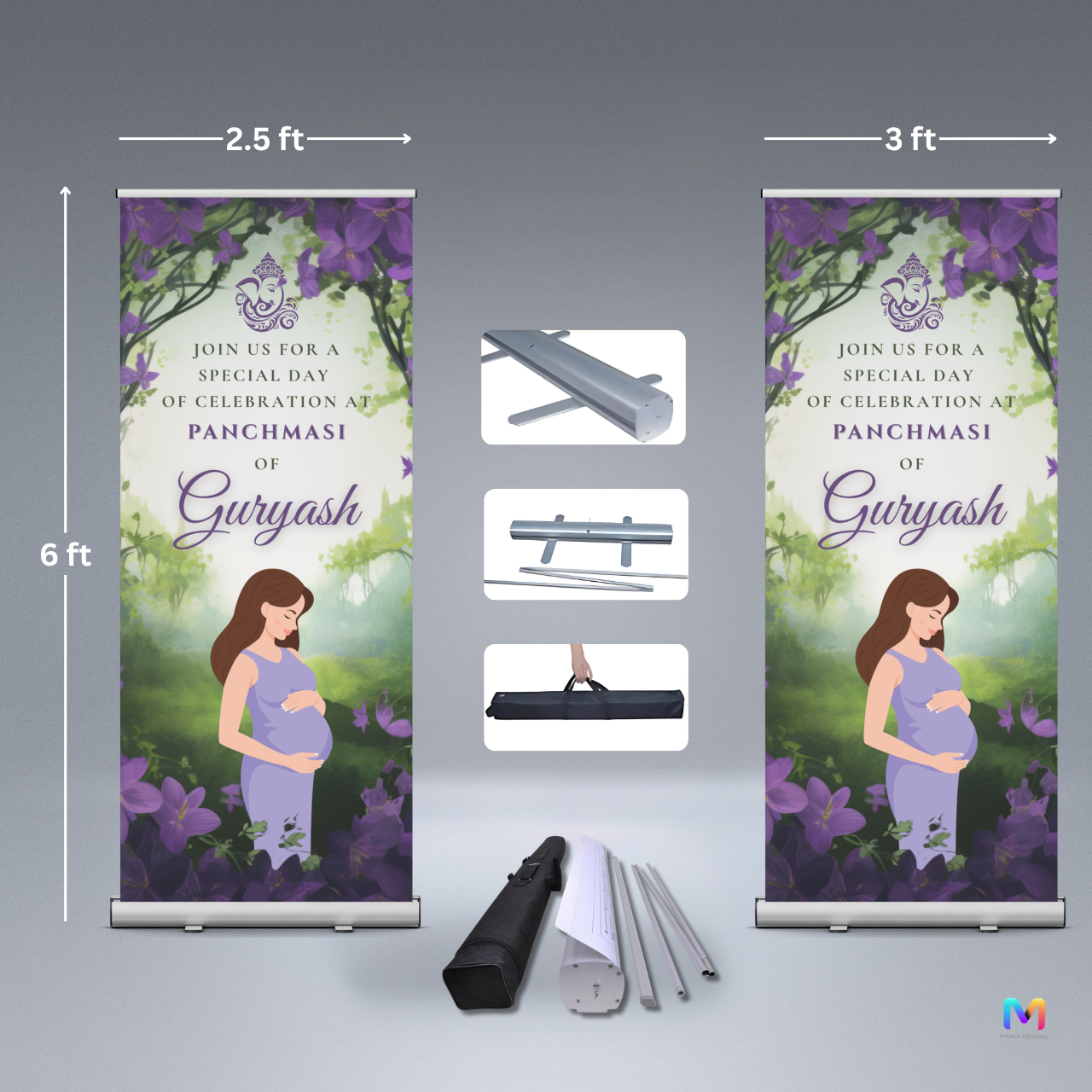 Baby Shower Banner Standee - Design #PM04, Panchmasi Banner (Banner comes with Stand Included)