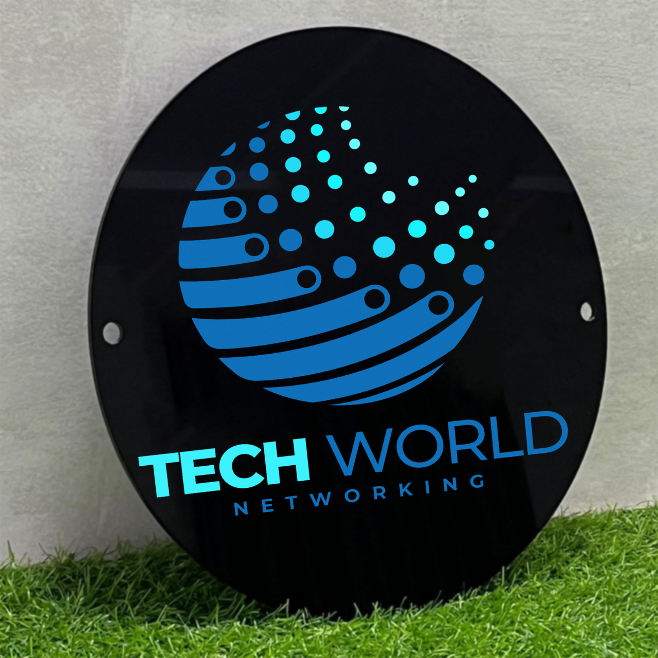 Office Name Plate with Logo (Circular), Round Custom Name Plates for Offices and Shops