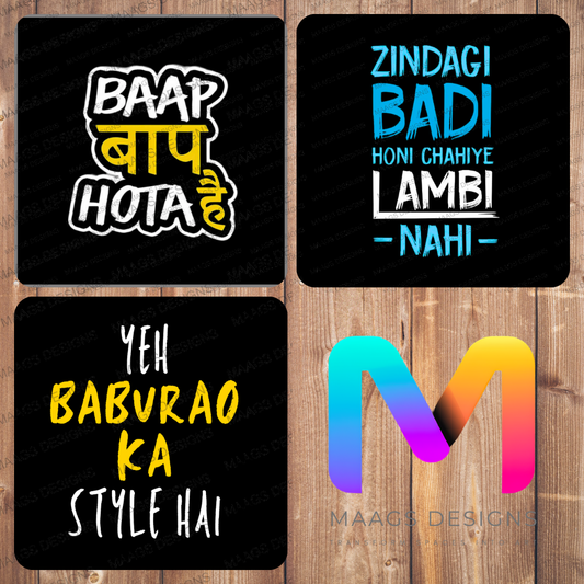 Bollywood Quotes Coasters - Collection #01 | Quotes from Movies | Premium Coasters