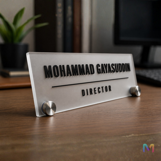 Frosted Acrylic Desk Name Plate