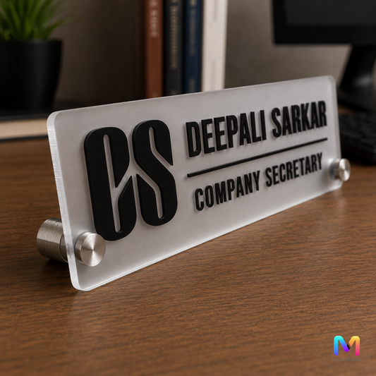Prism Desk Name Plate for Company Secretary, Company Secretary Name Plate