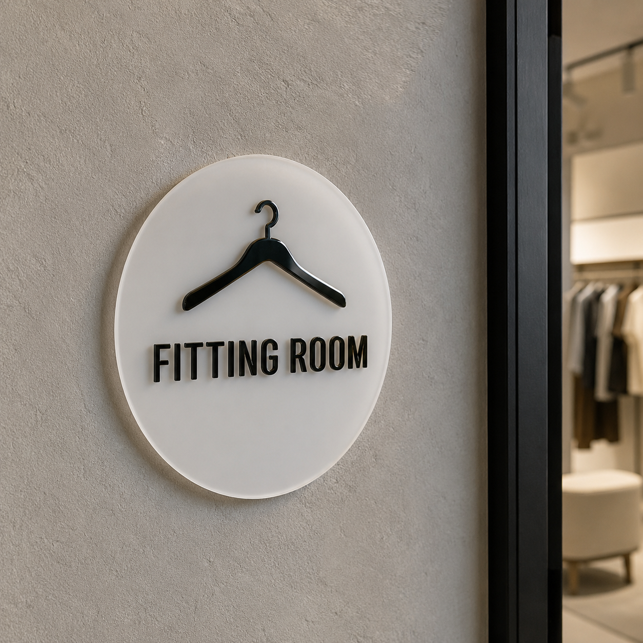 Classic Fitting Room Sign in Acrylic, Changing Room