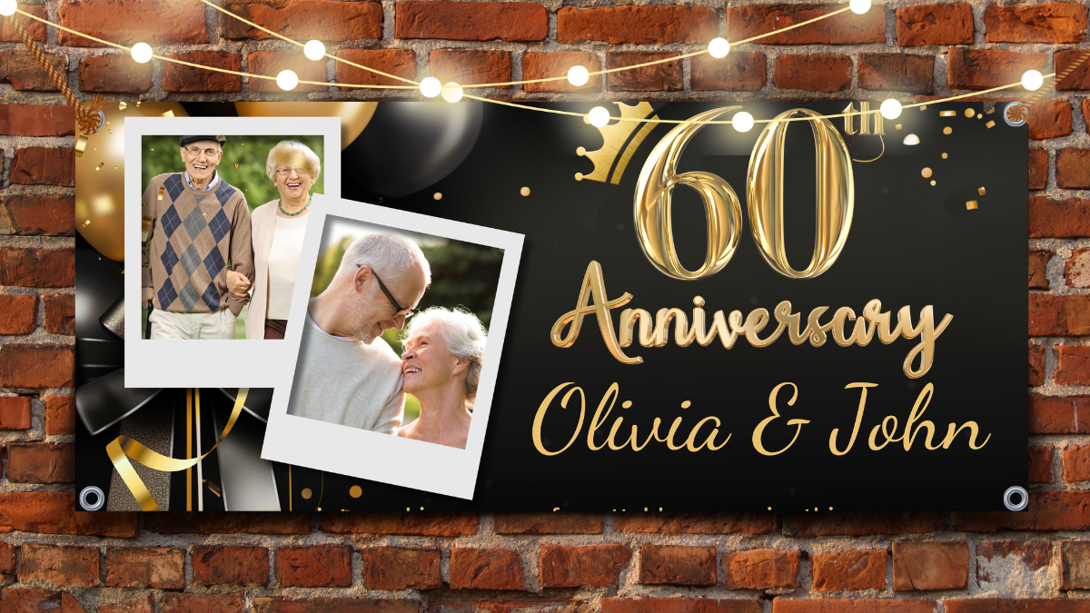 Wedding Anniversary Hanging Banner - #AN01, Anniversary Backdrop