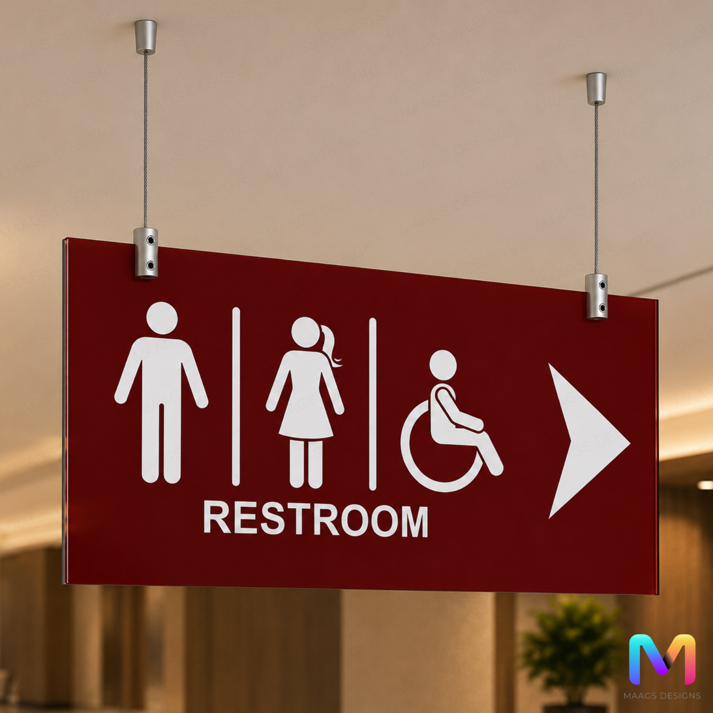 Classic Restroom Sign Boards in Acrylic, Hangling Signs