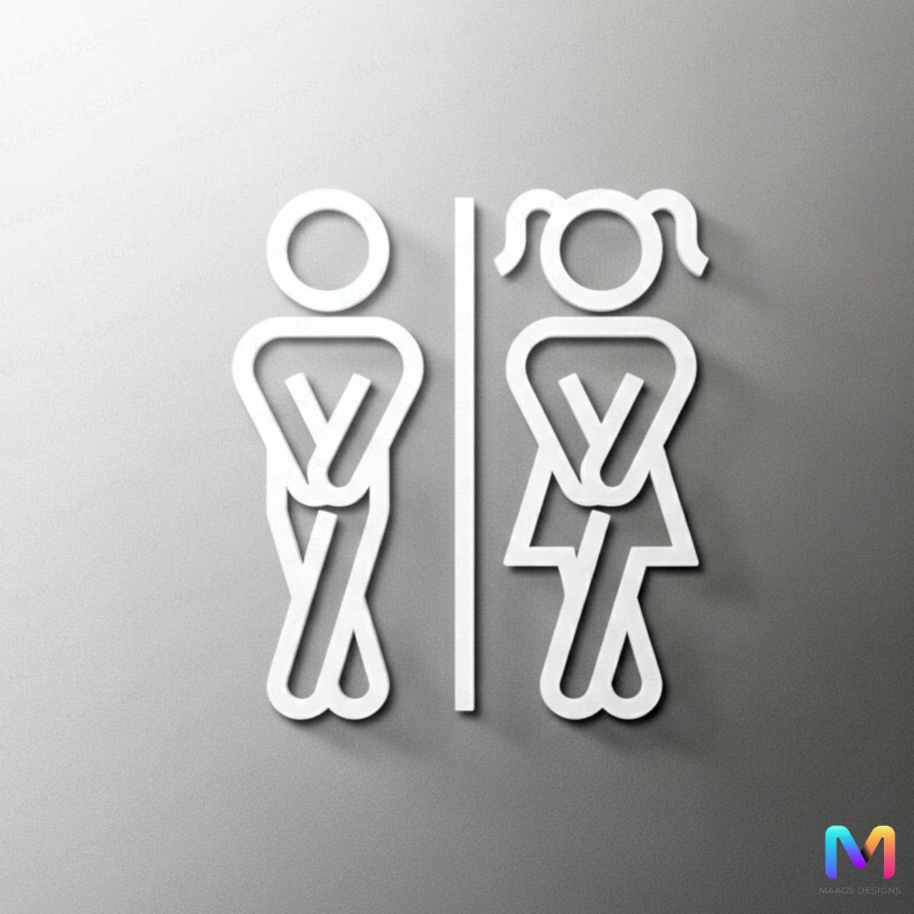 Gleem Restroom Sign Boards in Acrylic Acrylic: Glossy White