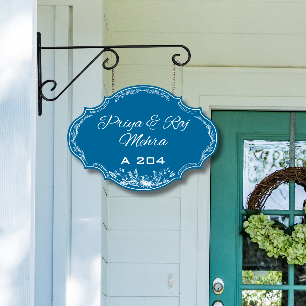 Ethereal Collection - The Blue Laurel - Hanging Name Plate For Home