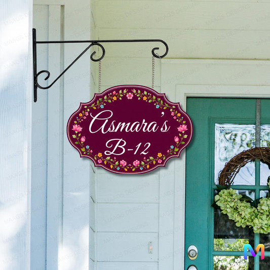 Ethereal Collection - Roselle Bloom - Hanging Name Plate For Home