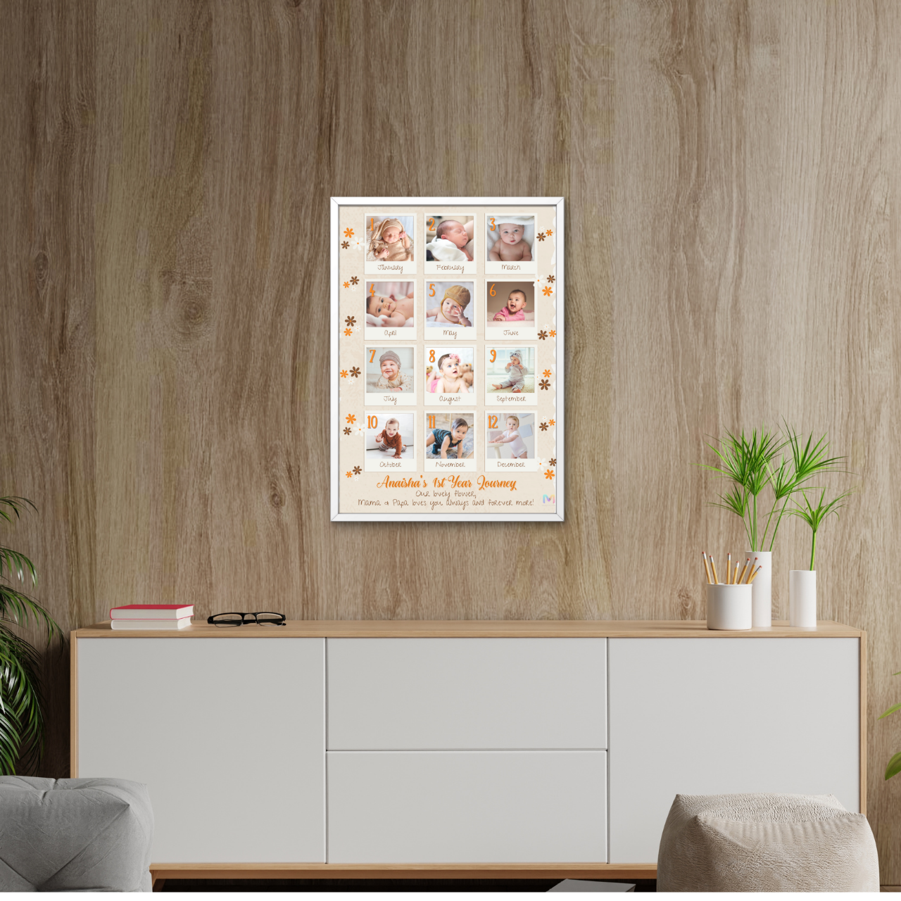 Personalized First Year Collage Frame for Baby - Style 06 | First Born, Mother's Day, Gifts for Him & Her