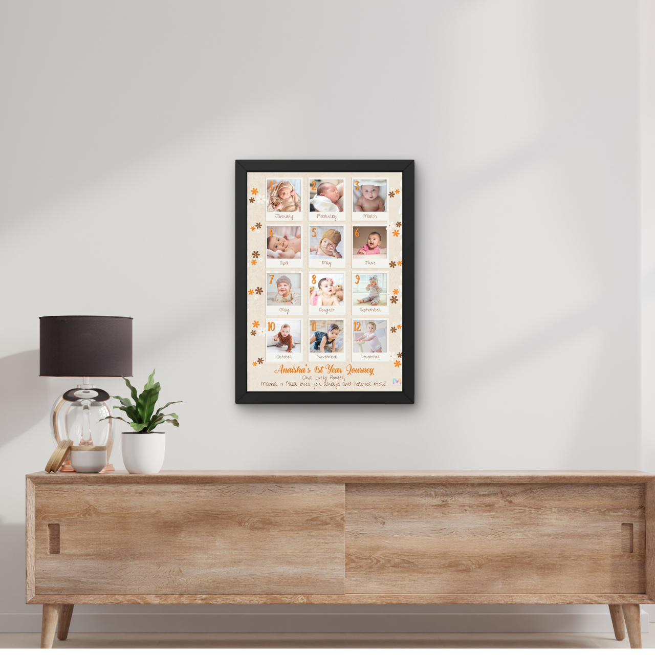 Personalized First Year Collage Frame for Baby - Style 06 | First Born, Mother's Day, Gifts for Him & Her