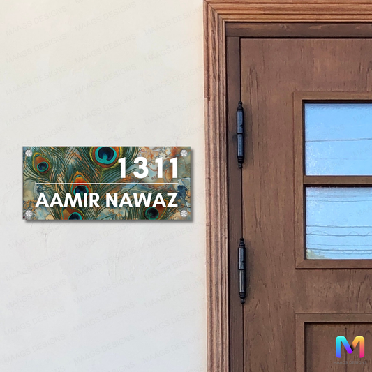 Art Collection - Mor Pankh Name Plate in Acrylic